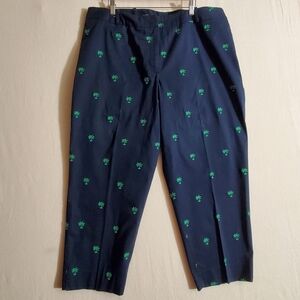 Talbots | Heritage Chino Ankle Pants | Navy with Palm Tree Print | Size 22W